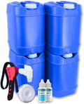 5-Gallon Stackable Water Storage Containers, Water Treatment, 5 Lids + 1 Spigot, Easy Fill, Survial Supply Emergency