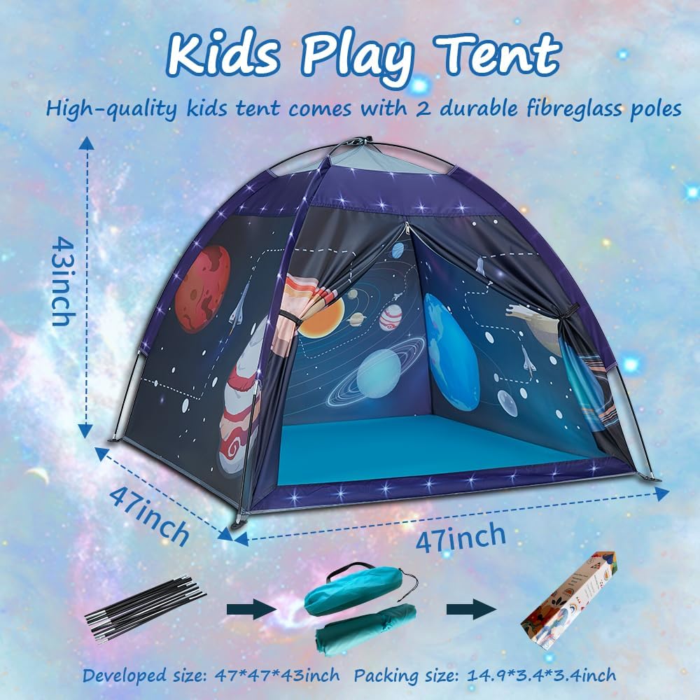 Space World Play Tent-Kids Galaxy Dome Playhouse for Boys and Girls Imaginative Play Popup Tent for Kids