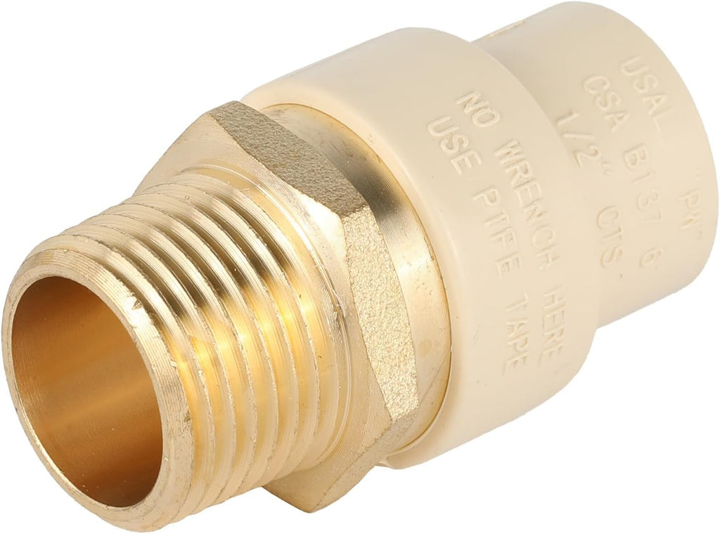 5Pcs EFIELD 1/2"CPVC Male Transition Coupling Brass Adapter(CPVC055-5)