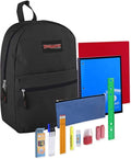 Backpack with School Supplies for Kids - 20 Piece Back to School Supplies with 17" Backpack (Black)