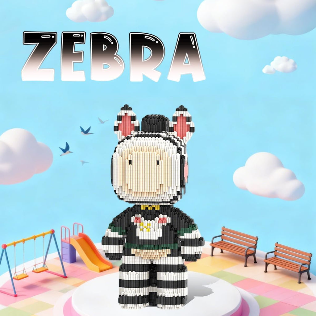 Zebra Micro Building Blocks Set (3700 Pieces), Bear Brick Set Creative Home & Office Decor, Gift for Adults and Kids