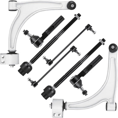 Front Lower Control Arm with Ball Joint Assembly for Chevy Malibu 2005-2012, for Pontiac G6 05-10, for Saturn Aura 07-09, Sway Bars Link Inner Outer Tie Rods Ends Suspension Kit K620180 K620179 8PCS