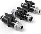 TAILONZ 6MM ODx1/8"NPT Push-to-Connect Fitting Ball Control Valve 3Pcs