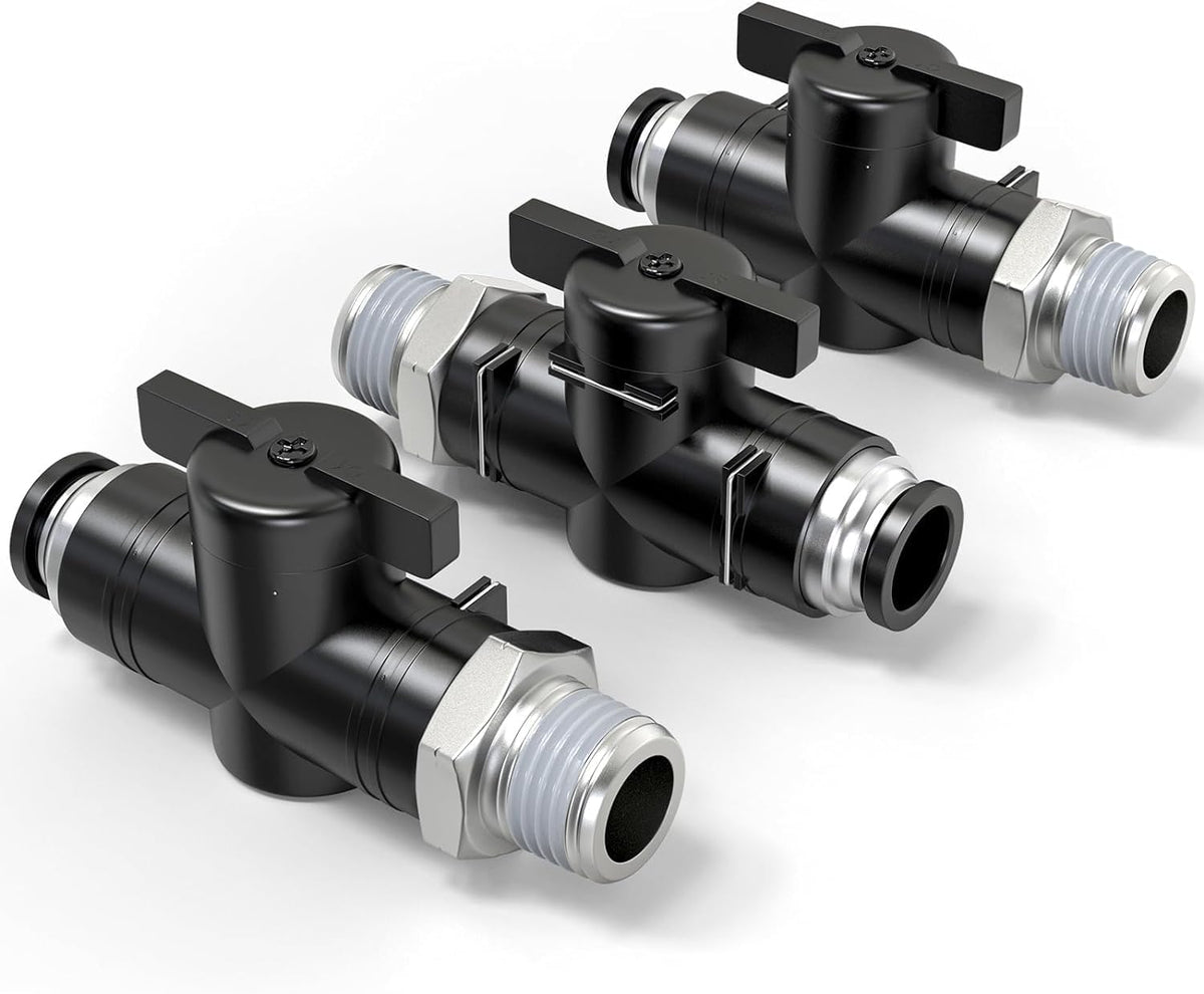TAILONZ 6MM ODx1/8"NPT Push-to-Connect Fitting Ball Control Valve 3Pcs