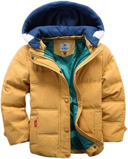 Boys Winter Puffer Hooded Jacket, Insulated Outdoor Casual Coat | Cozy Windproof Zip Up Quilted Outerwear, Soft Warm