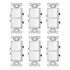 BAOMAIN Double Rocker Decorator Duplex Light Switch 15A 120V 6-Pack