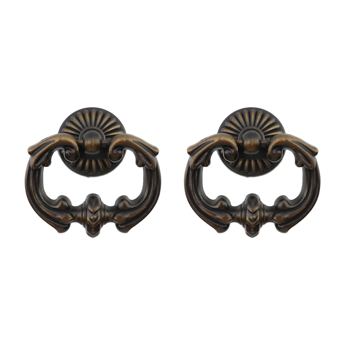 2Pcs Vintage Antique Bronze Cabinet Pulls Single Hole Pull Ring