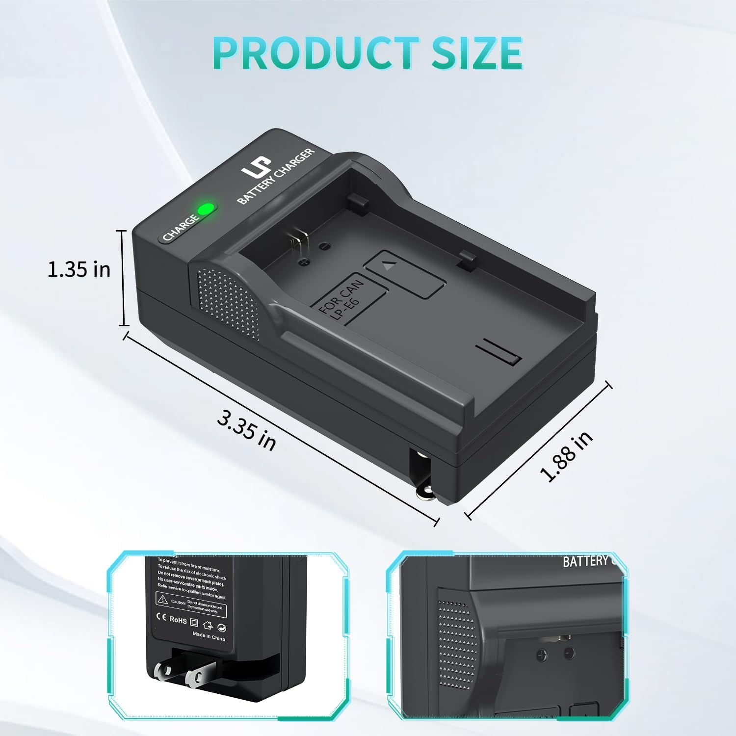 LP-E6 LP E6N Battery Charger, Charger Compatible with Canon EOS 90D, 80D, 70D, 60D, 60DA, 7D Mark II, 7D, 6D Mark II