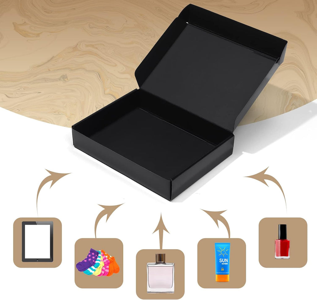 11x8x2 Black Shipping Boxes, 20 Packs Corrugated Cardboard Literature Mailer Boxes for Packaging Small Business