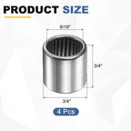 uxcell 4 Pcs B912 Needle Roller Bearings, 9/16" Bore 3/4" OD 3/4" W