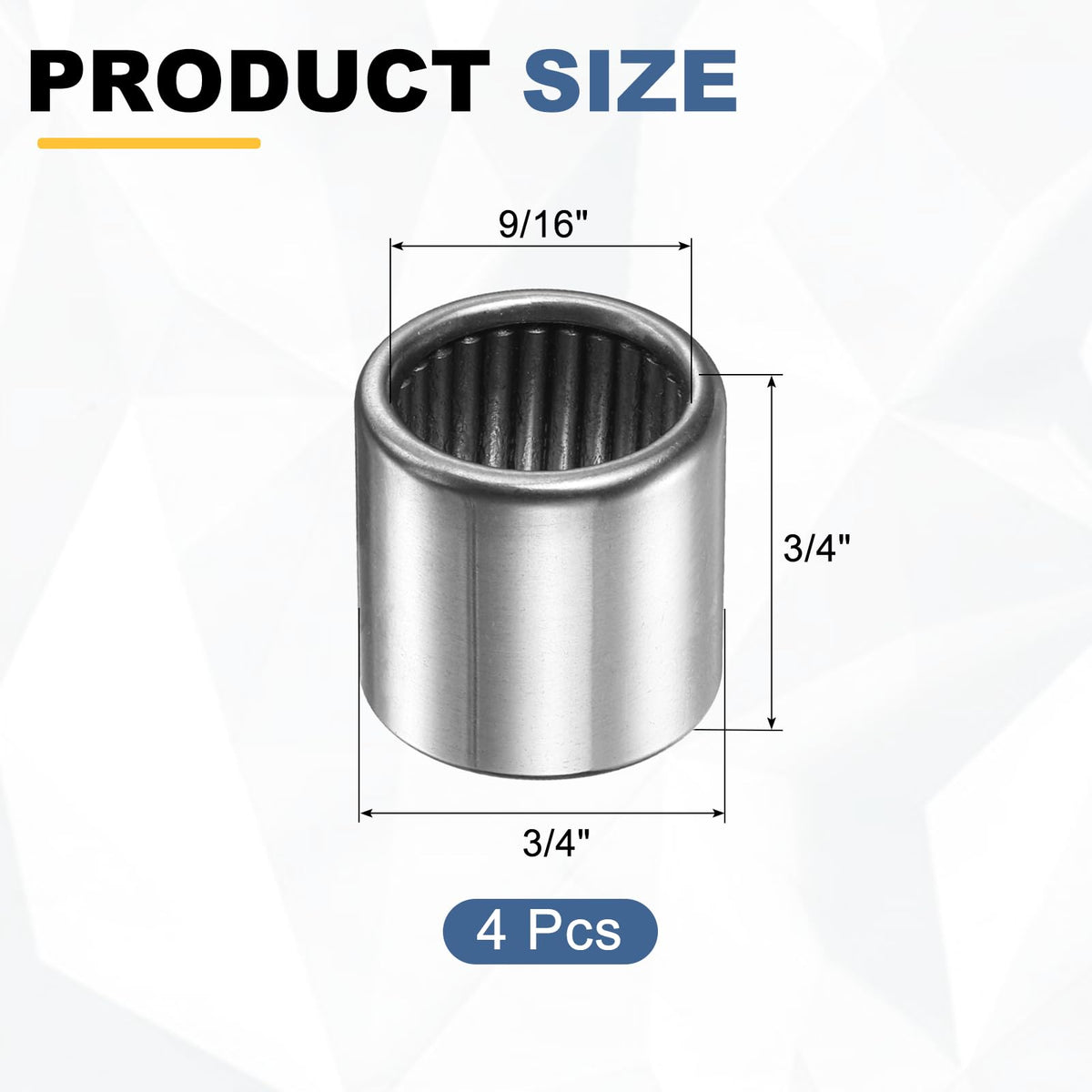 uxcell 4 Pcs B912 Needle Roller Bearings, 9/16" Bore 3/4" OD 3/4" W