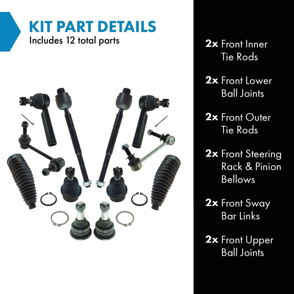 TRQ Front Steering & Suspension Kit Ball Joint Steering Rack & Pinion