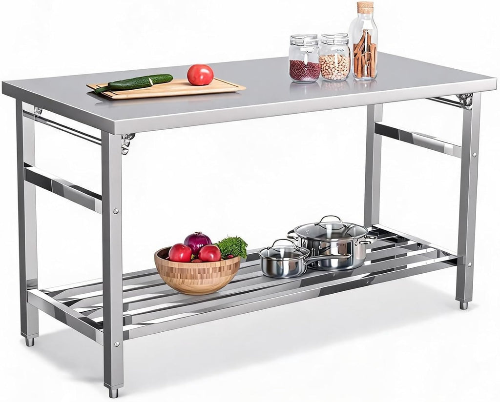 60x24 NSF Stainless Steel Folding Table, Heavy Duty 500lbs