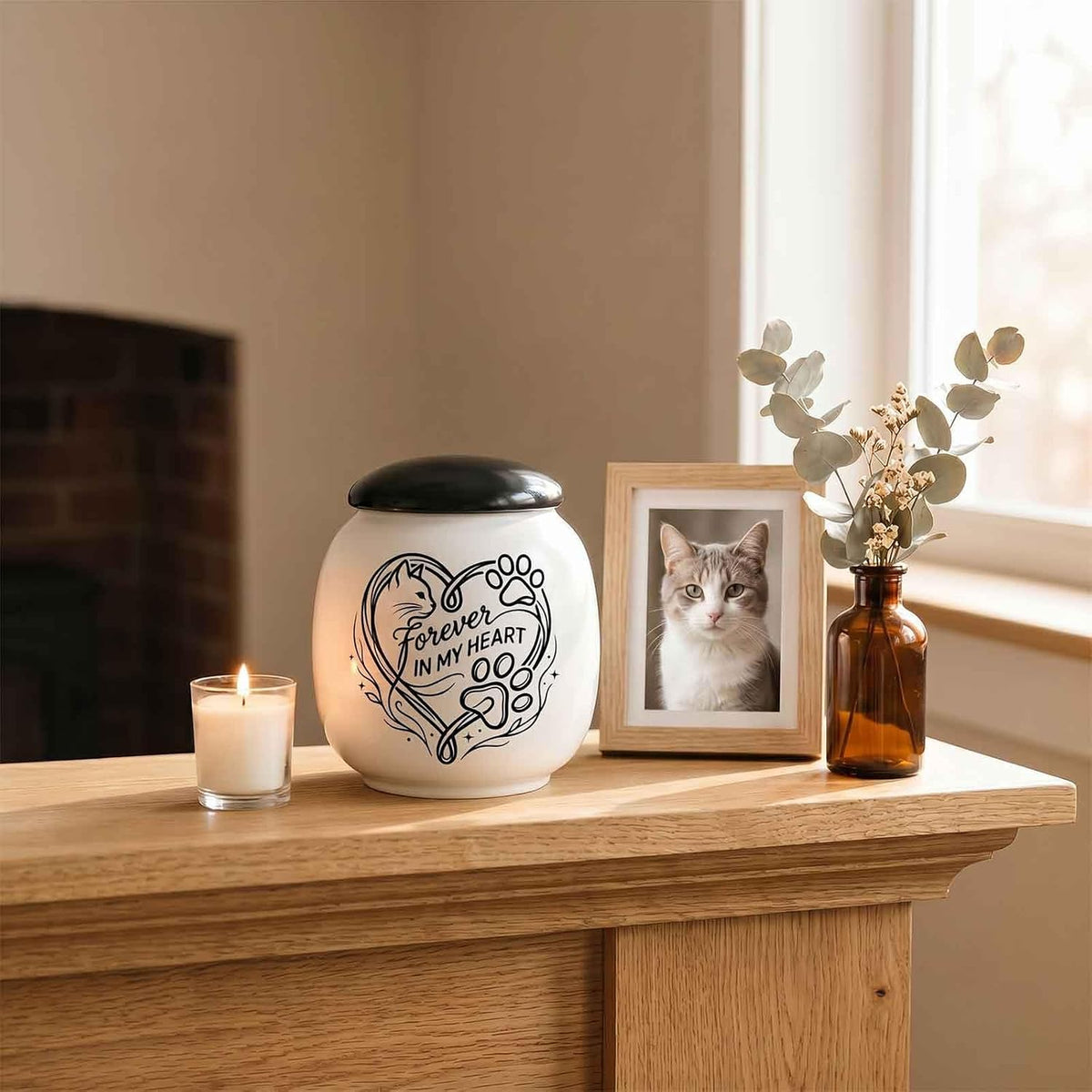 Cat Urn for Ashes, Pet Memorial Keepsake Cremation Urn