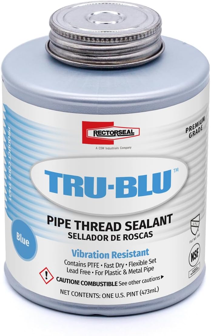 Tru-Blu 31431 Pipe Thread Sealant, Fast-Dry, Flexible Set Thread Sealant Designed for High Vibration Environments