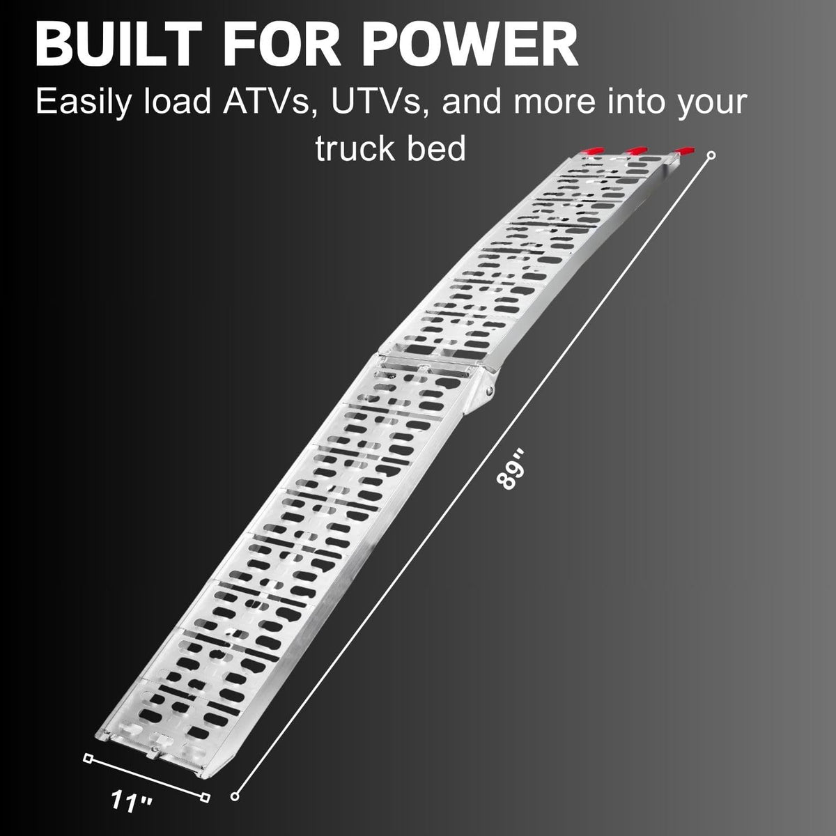 ATV Ramps for Pickup Trucks 2pc, 7.5 ft Folding Aluminum Truck Ramps, Punch Plate Traction, Rubber-Tipped Fingers