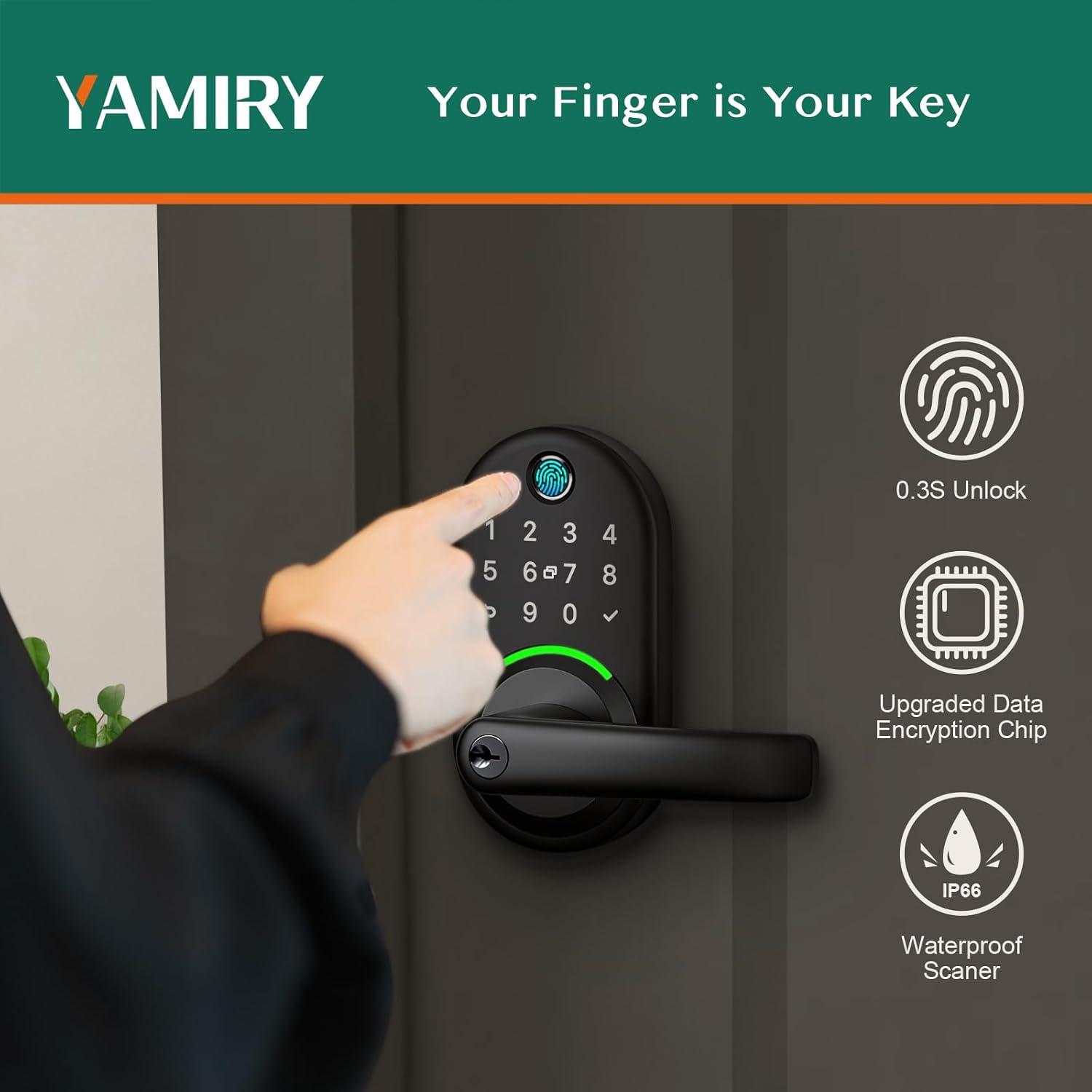 Smart Door Handle Lock with Keypad: Yamiry Fingerprint Smart Knob - Keyless Entry Digital Lock for Front Door