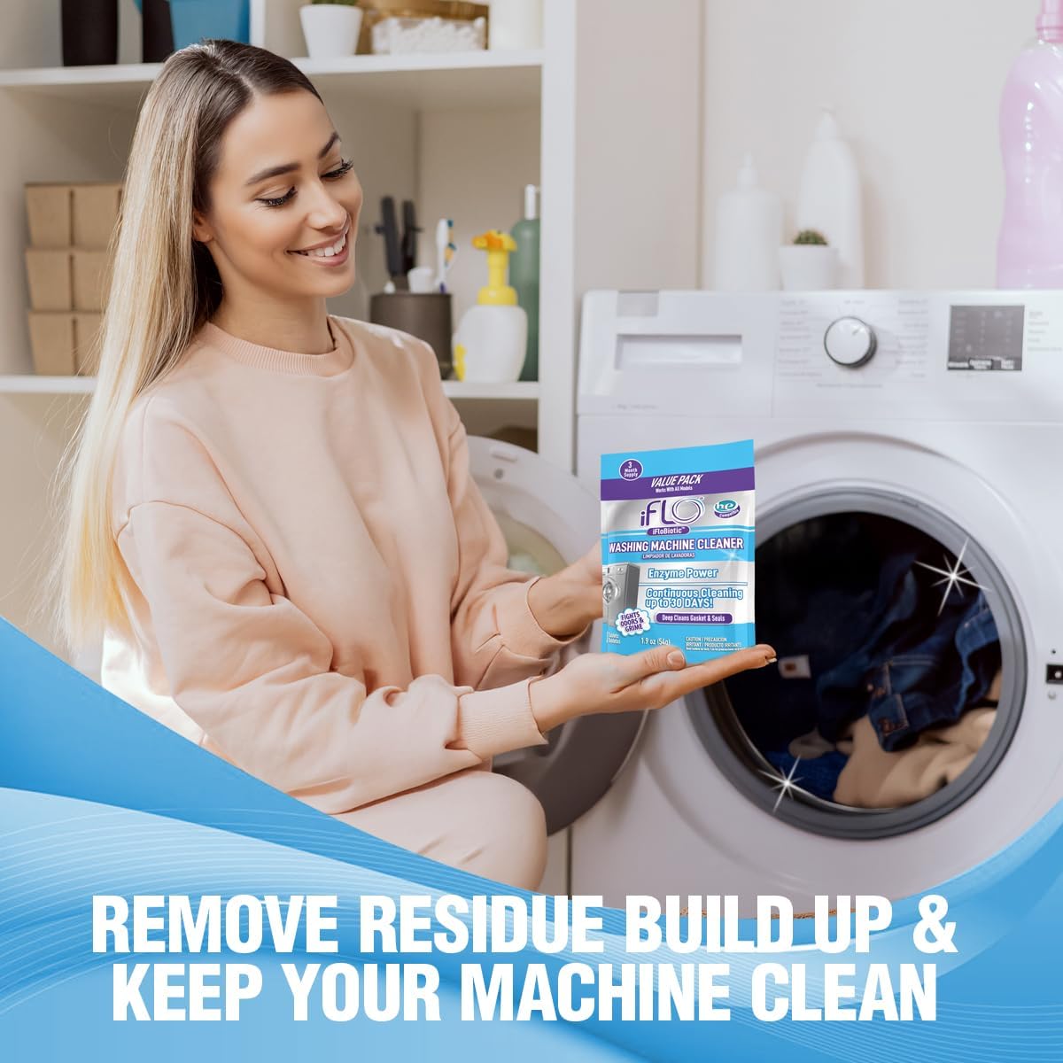 Washing Machine Cleaner Tablets with iFLObiotic, Fresh Scent (3 Pack)