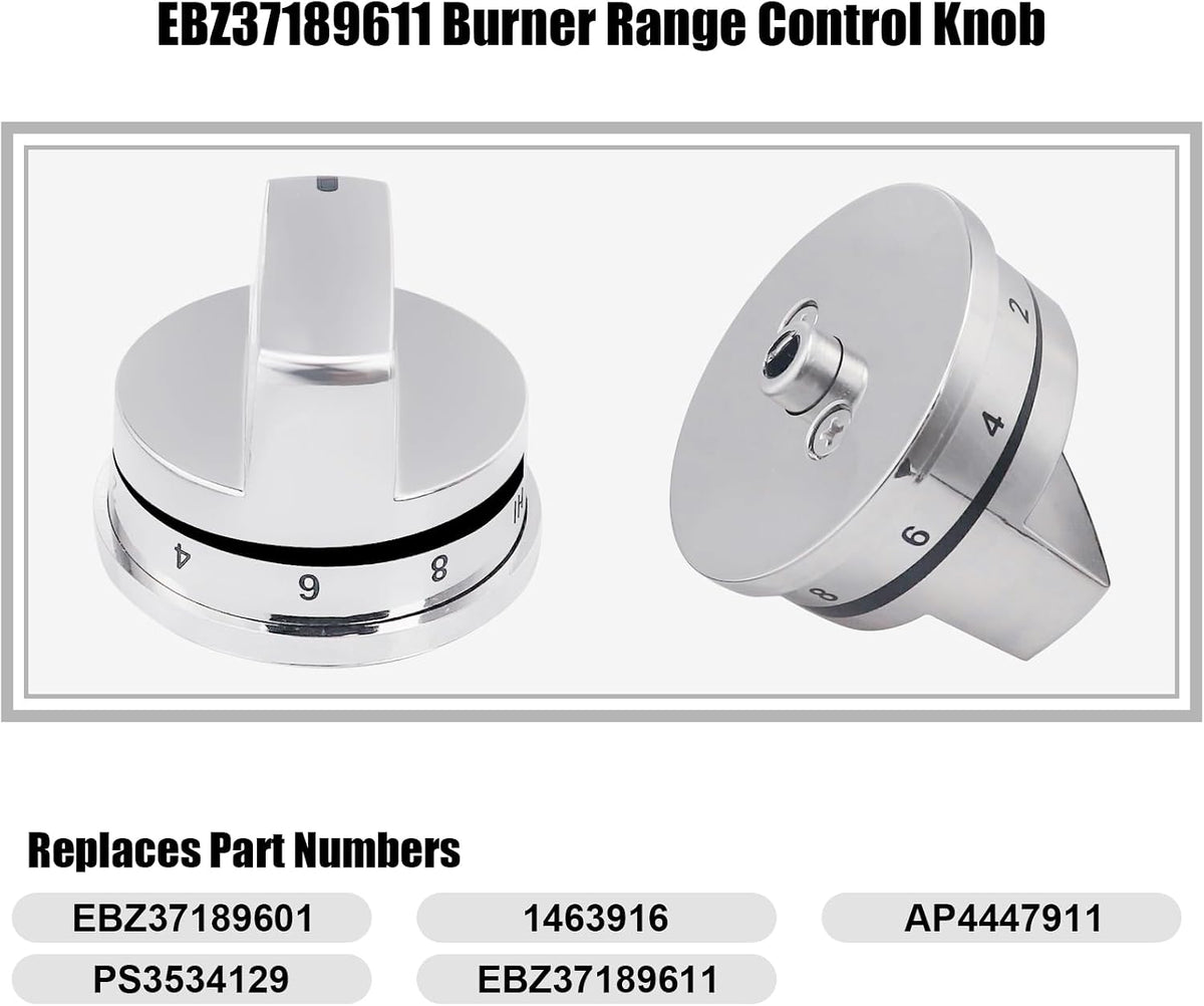 4 Pcs EBZ37189611 Range Burner Knob and 1 Pcs EBZ37189609 Super Boil Burner Control Knob Compatible with L-G LRG30355ST LRG30357ST LRG30855ST Gas Stove Replacement Knobs