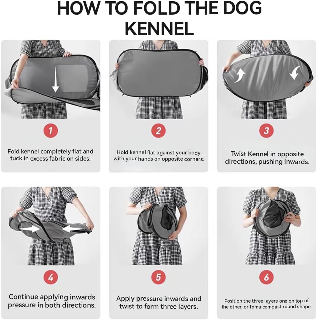 36 Inch Foldable Dog Kennel for Medium Dogs, Portable Waterproof Pop-Up Pet Crate, Indoor Outdoor Travel Car Seat