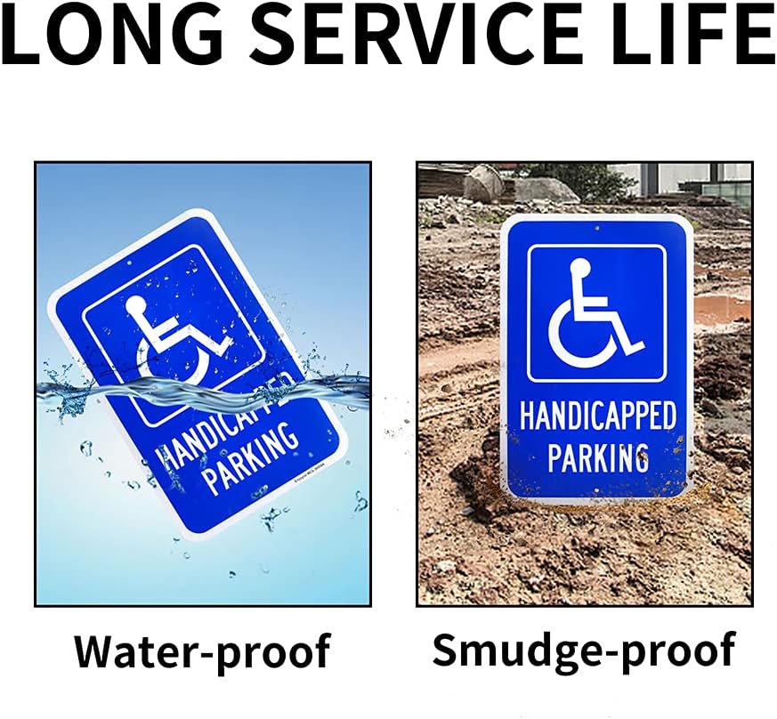 Large Handicap Parking Sign, Handicapped Sign, 18"x 12" .040 Rust Free Aluminum – Reflective, UV Protected and