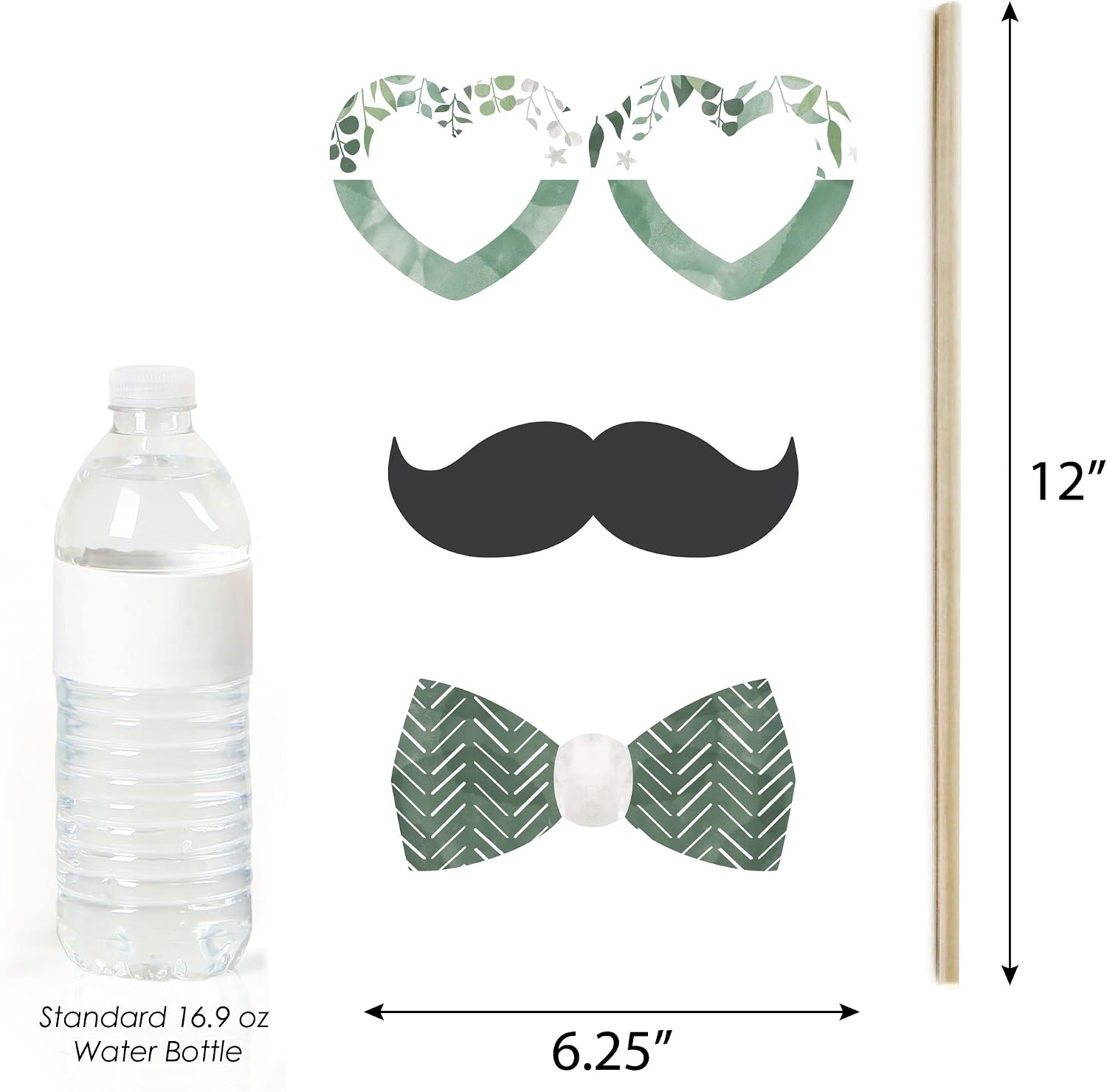 Boho Botanical Bridal Shower Photo Booth Prop Kit, DIY Props - 20pc
