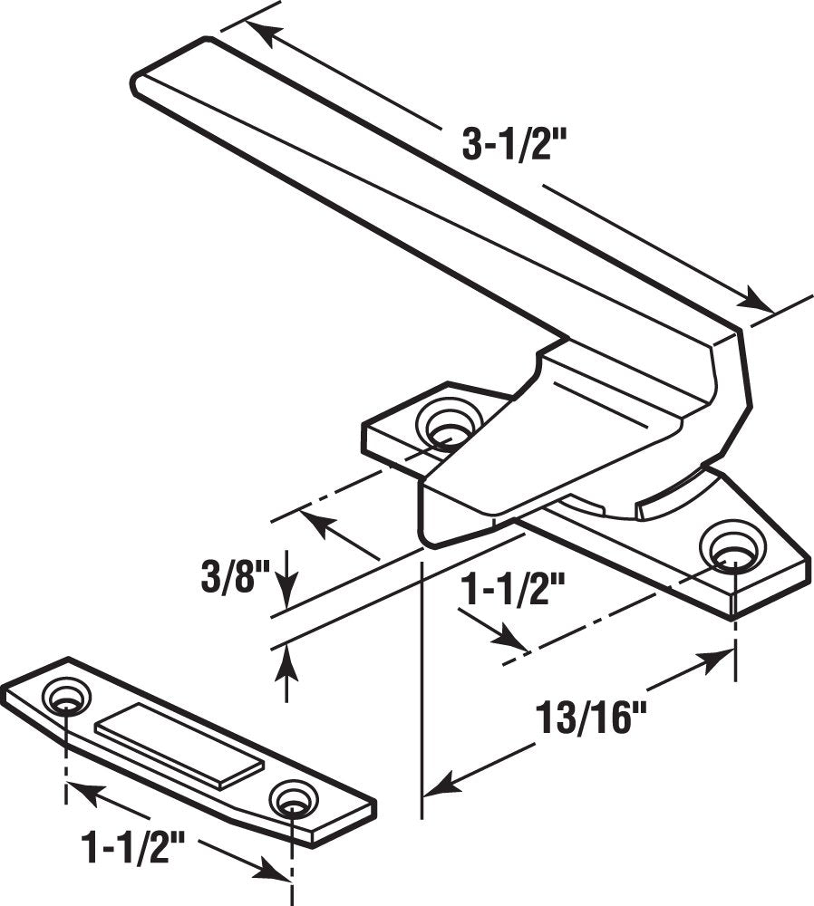 H 3596 Left-Handed Aluminum Casement Locking Handle