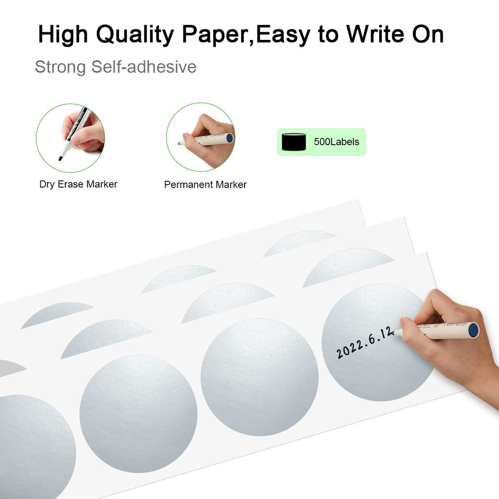 3 Inch Round Permanent Color-Code Dot Sticker, Silver Color Coding Label