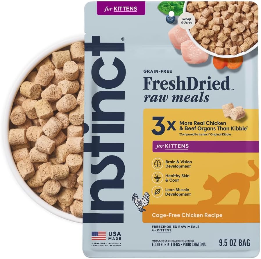 Kitten Freeze Dried Raw Meals, Dry Cat Food, Chicken, 9.5 oz. Bag
