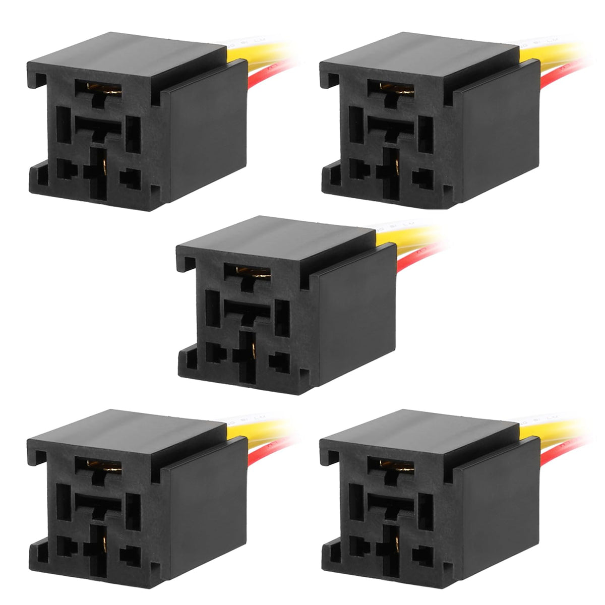 uxcell 5pcs 12V DC 4-Pin 60 70 80Amp SPDT Interlocking Relay Socket Harness Base