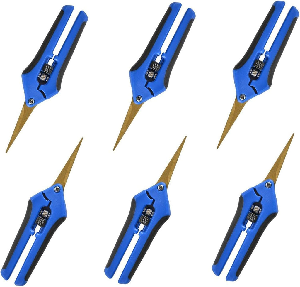 6 Packs 6.5 Inch Pruning Shears with Curved Blades Trimming Scissors For Gardening Hand Pruning Snips Titanium Coated