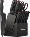 Knife Set for Kitchen with Block and Sharpener 15pcs German