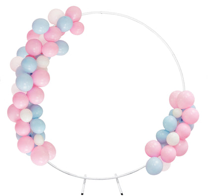 Round Backdrop Stand Circle Arch, 6.5ft White Metal Balloon Arch Kit for Party Decoration Wedding Arch Flower Ring Stand