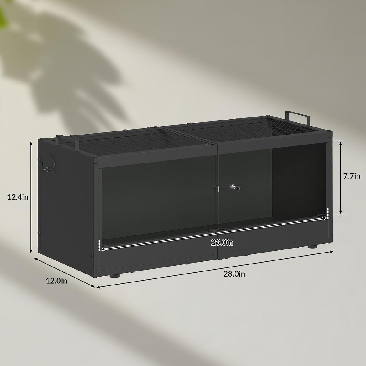 20 Gallon Reptile Terrarium - Bearded Dragon Tank with Glass Door, Front Opening Reptile Tank 28" x 12"x 12", Metal