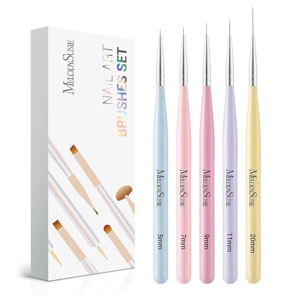 Nail Art Liner Brushes 5Pcs Sizes 5/7/9/11/20mm