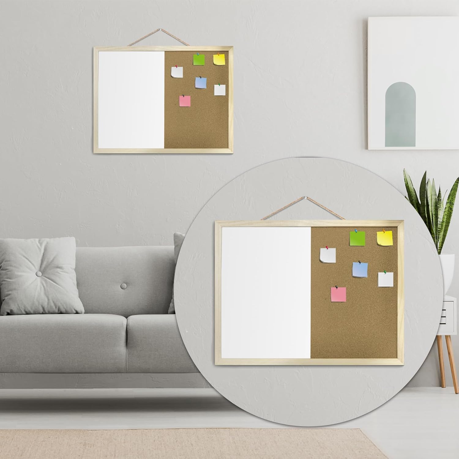 16.5 x12.6 Inches Dry Erase Cork Bulletin Combination Board, Notice Memo Wall Mounted Vision for Home, School and