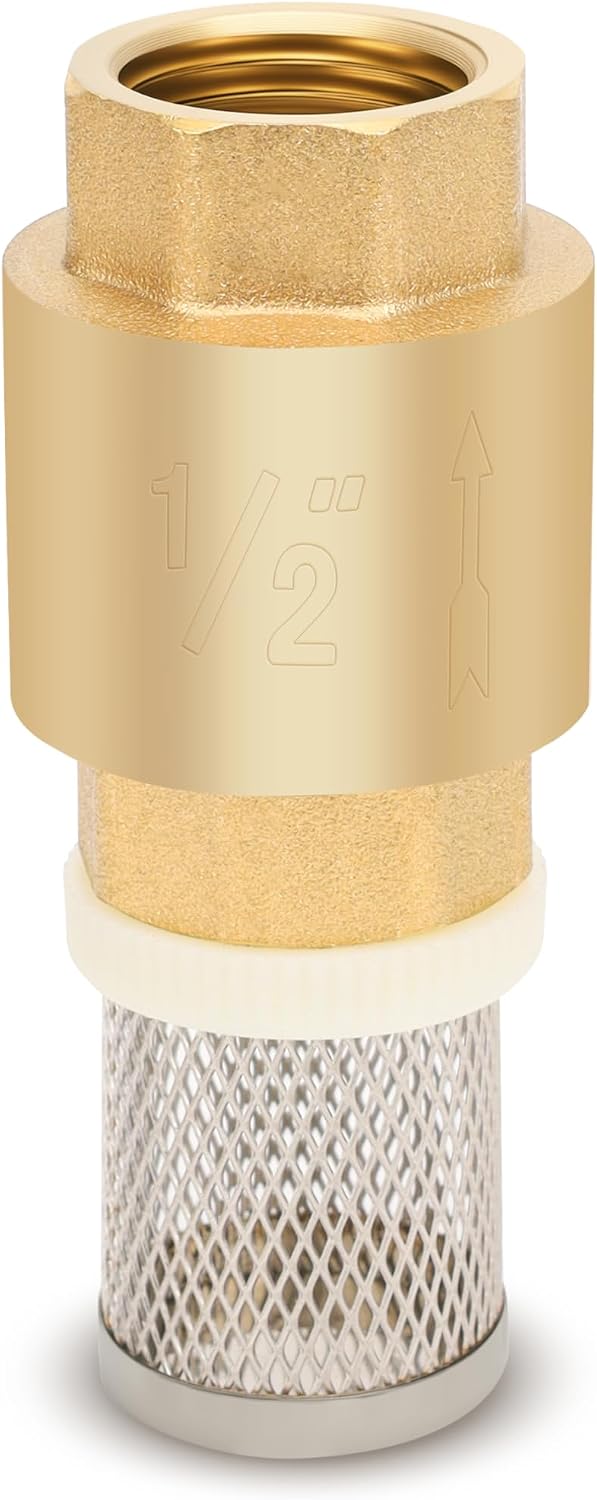 1/2" NPT Foot Valve with Filter, Brass, Heavy Duty, Female Thread, DN15