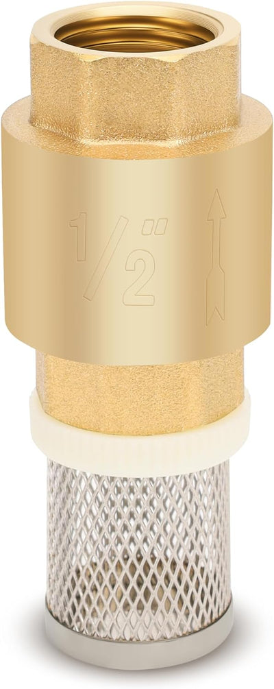 1/2" NPT Foot Valve with Filter, Brass, Heavy Duty, Female Thread, DN15