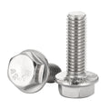 3/8-16 x 2 Flange Hex Head Bolts, Stainless Steel 304, Fully Threaded, 10 PCS