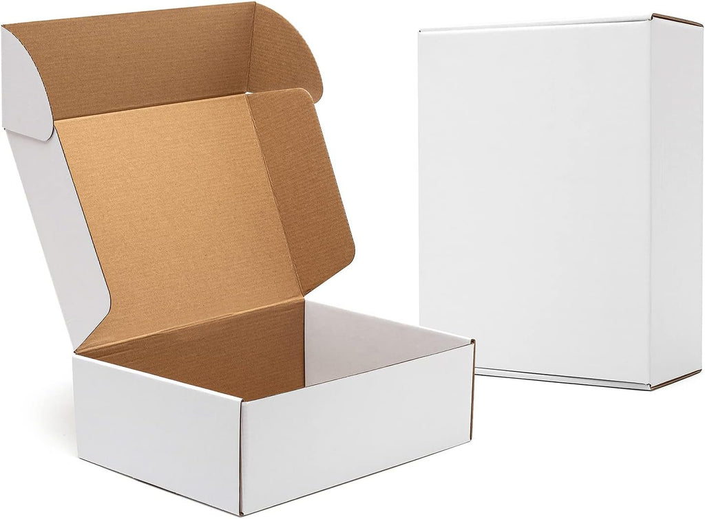 White Shipping Boxes 12x9x4" 20 Pack- Corrugated Cardboard Mailing Box for Small Business, Tab Locking Literature