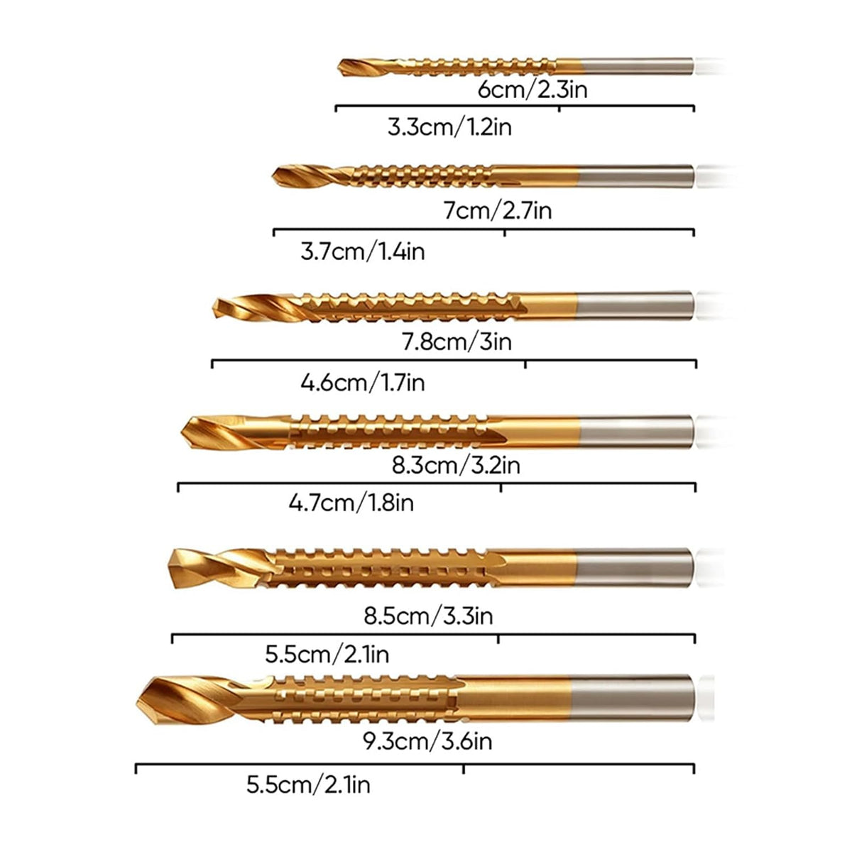 6PCS M35 Cobalt Drill Bit Set, HSS Twist Bits for Stainless Steel，1