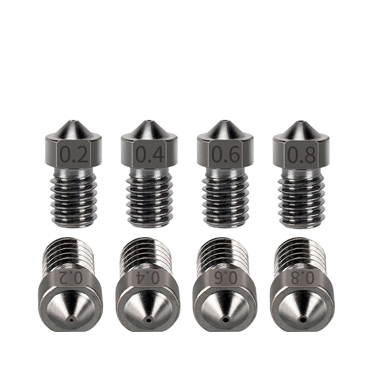 V6 Hardened Steel Nozzle, Compatible with E3D | Multi-size 3D printer hotend nozzle, 0.2-1.0mm for 1.75mm filament