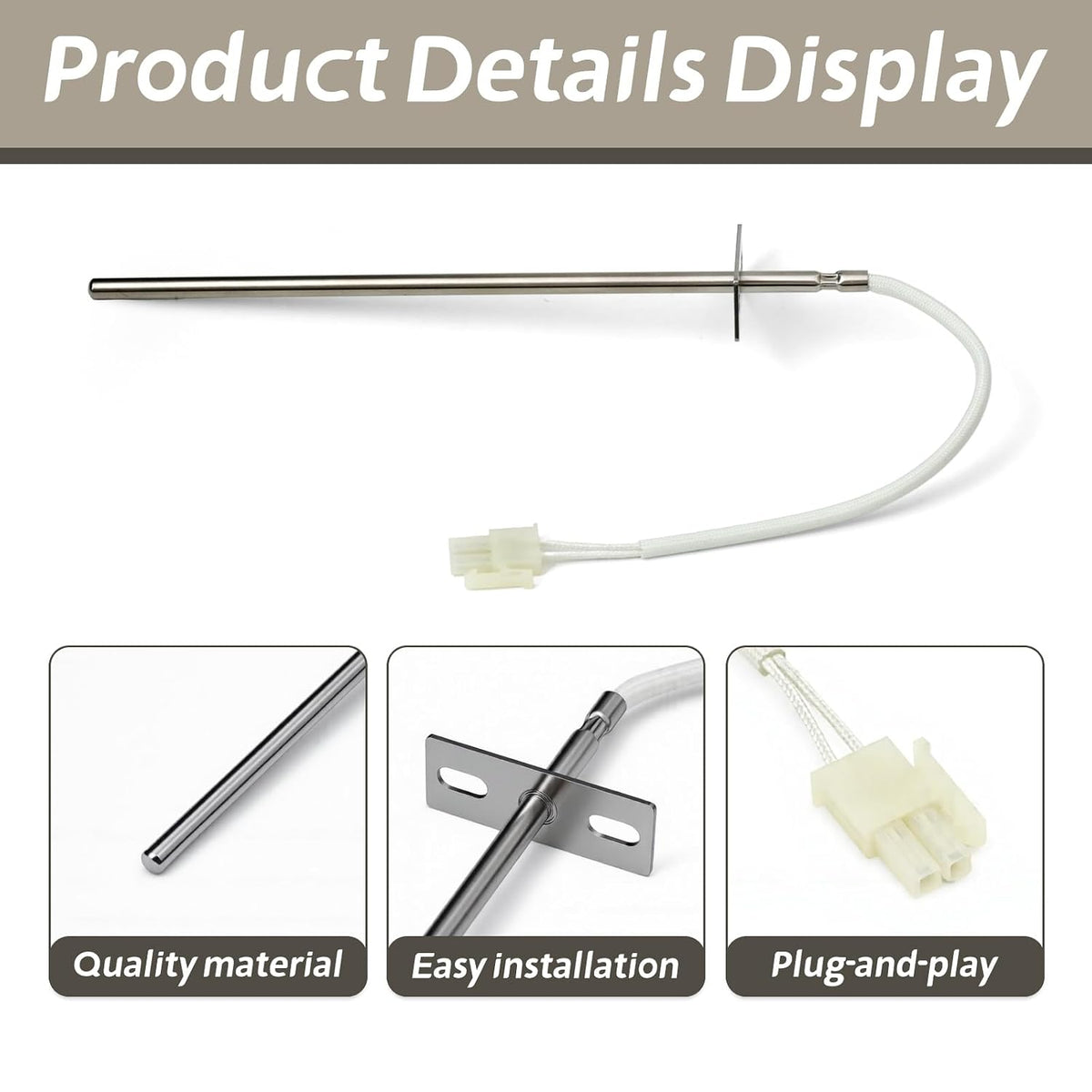 WP7430P044-60 Range Oven Temperature Sensor Compatible with Whirlp GGE388LXB01 GGE388LXB02 GGE388LXB03, Replace 7430P044-60 1544442 AP6011341 EAP2362503 PS2362503 74003095 74010385