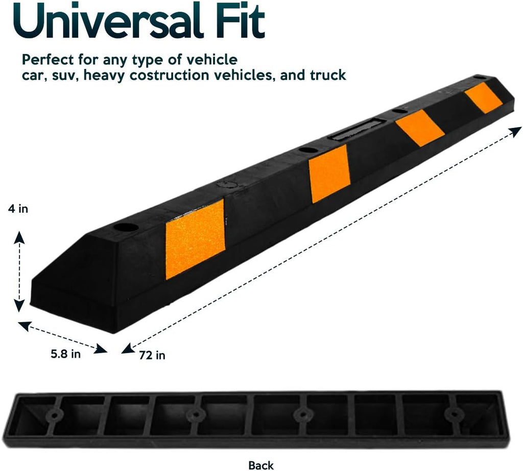 Parking Stopper for Garage Heavy Duty Rubber Parking Curb Stops 72” Garage Parking Stops Premium Quality Garage Wheel