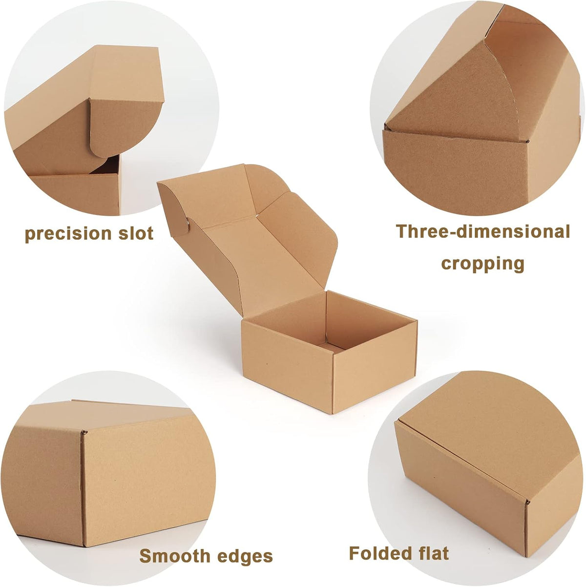 25 Pack 8x8x4 inch Cardboard Shipping Boxes, Brown Gift Boxes