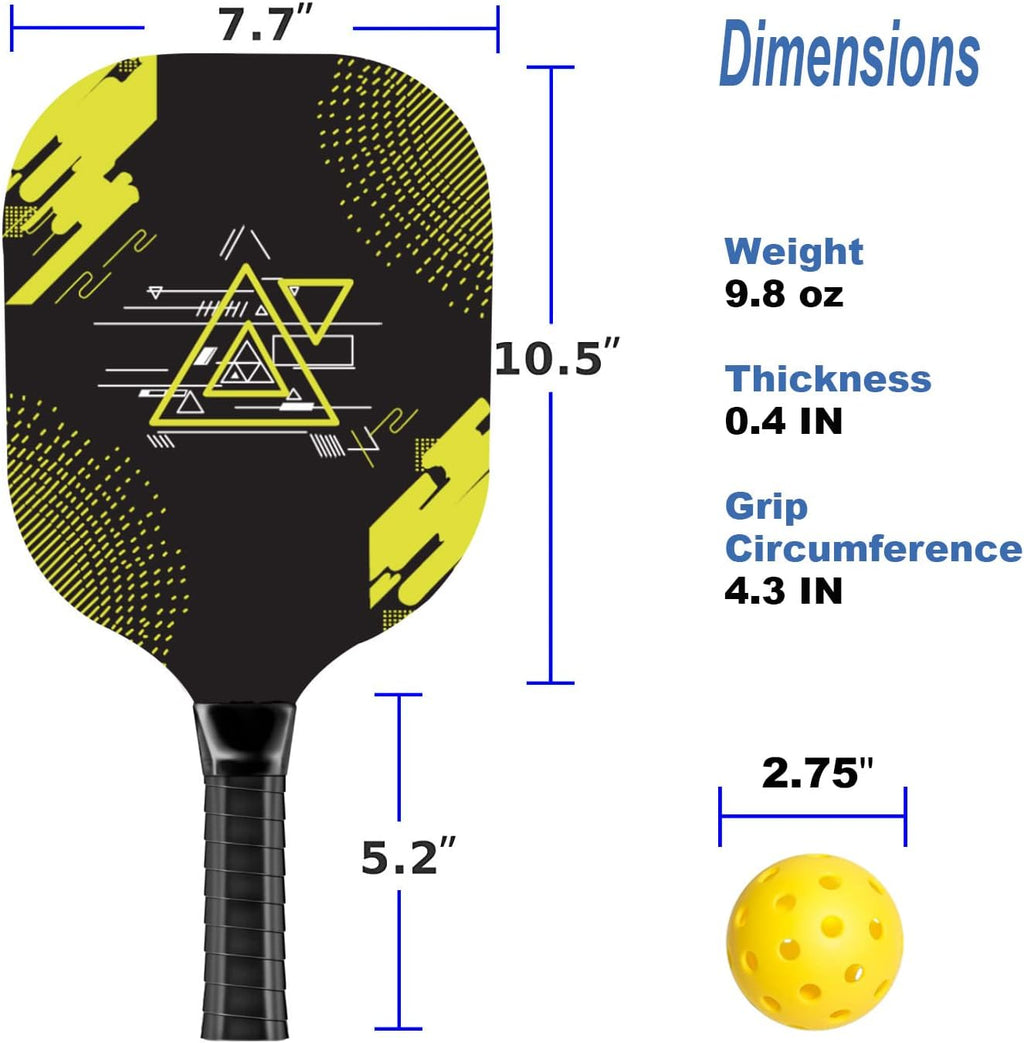 Pickleball Paddles Set of 4, Wood Pickleball Set with Comfort Grip | 4 Cooling Towels, 4 Pickleball Balls & Carry