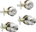 Entry Door Knob and Single Cylinder Deadbolt Combo,Keyed Alike Combination Sets Door Locksets, Satin Nickel Front