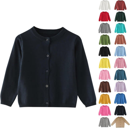 Girls Cardigan Sweater 2026 Fall Kids School Uniforms Cotton Button Down Toddler Sweaters Tops Winter Warm Jacket