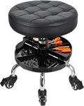 Garage Mechanic Stool Chair Rolling Shop Chair, Height Adjustable Garage Shop Seat, Low Stools with Storage Tray
