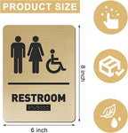 1 Pcs ADA Braille Unisex Restroom Signs, Gold